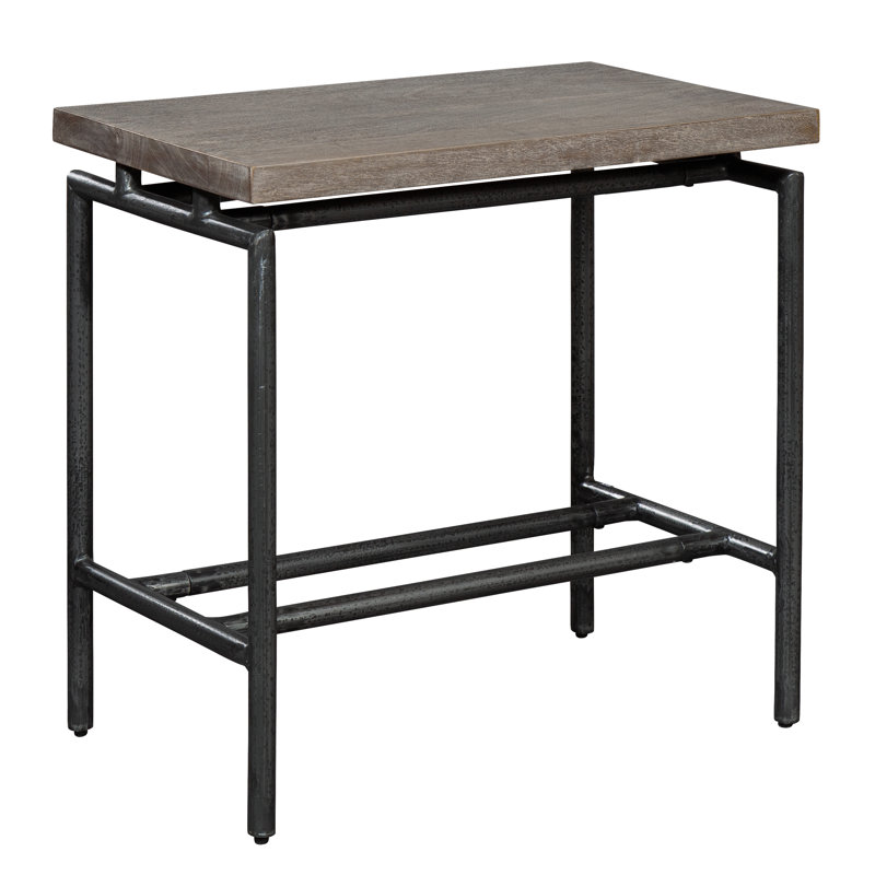 Transitional Grey and Black Wood-Metal Chairside Table with Storage
