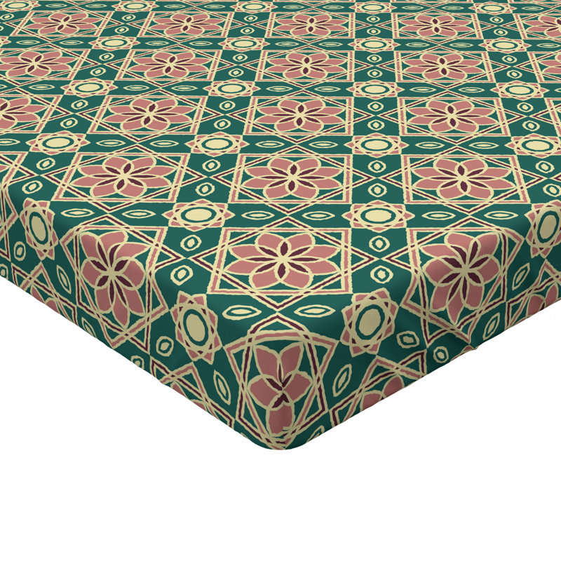 Microfiber Geometric Fitted Sheet, Twin XL Fitted Sheet, Blue/Pink Geometric