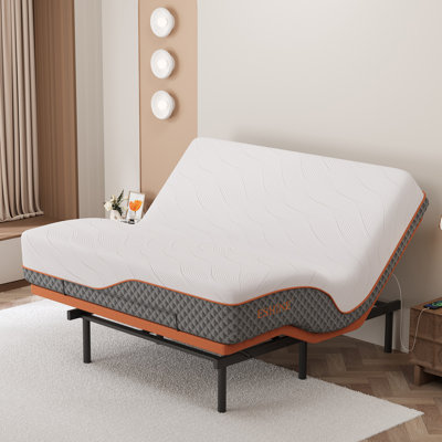 Lit réglable Zero Gravity avec matelas hybride 12 po, massage, télécommande sans fil, contrôle des applications, Zero Gravity, éclairage sous le lit, ports USB et Type C des deux côtés