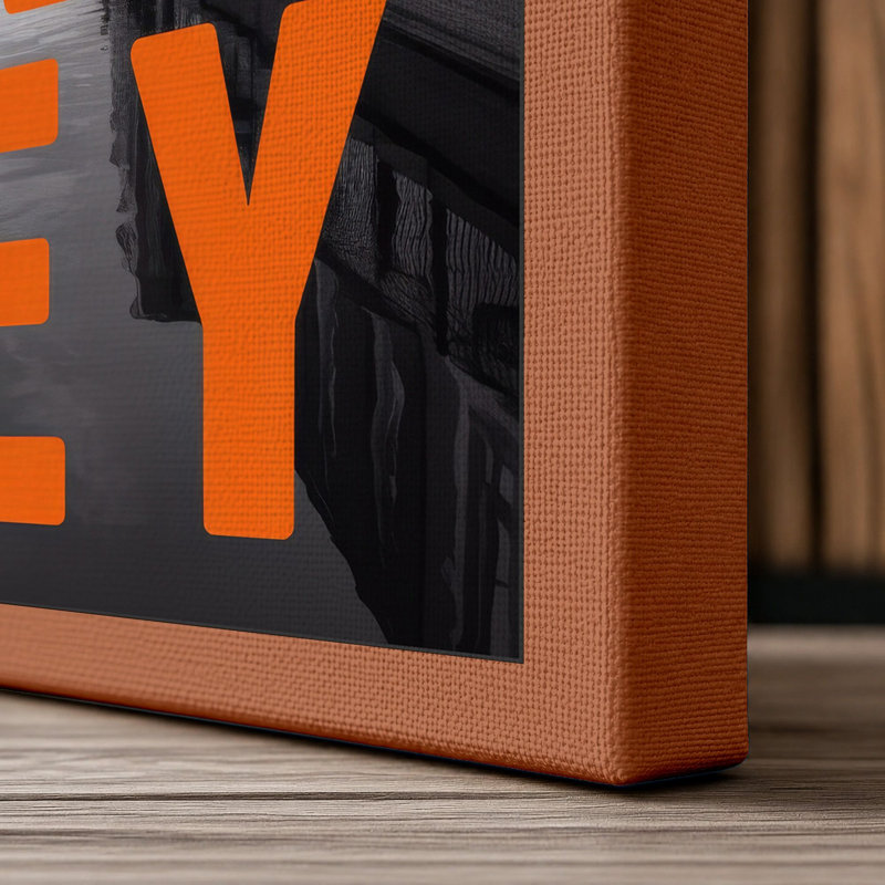 Hackney Typography - Wrapped Canvas, 36x24 - 91.4 x 61.0 cm, Terracotta Border
