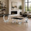 Table de bout - Base en forme de O - Finition noire et argent - Acier inoxydable - Luxe