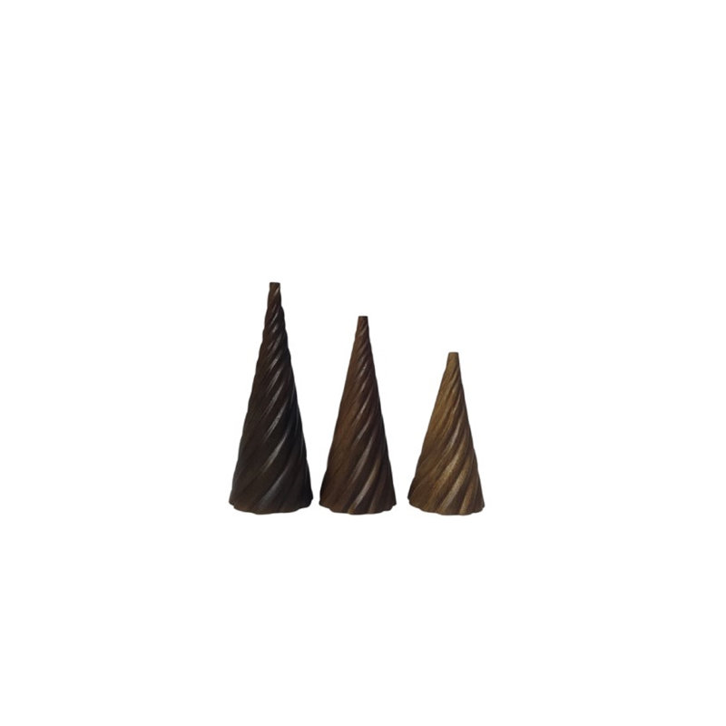 Med Christmas Tree w/Wavy Pattern Dark Strain Natural Dia 5.6", 14" H x 14.2" W x 14.2" D, Dark Natural