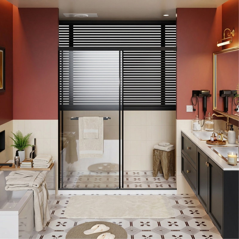 Spacious 60X72 Inch Frameless Shower Door, Aluminum Dual Sliding Glass Door With Soft-Close & Waterproof Buffer System, Quick DIY Installation, Heavy-Duty Metal Bottom Seal