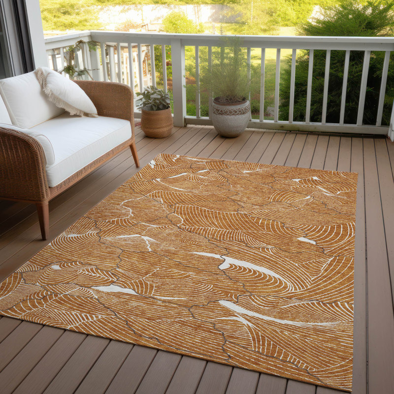Paprika Synthetic Rectangular Machine Washable Rug