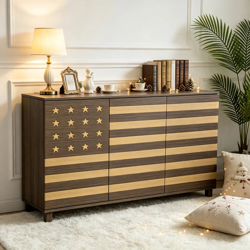 Multifunction Storage Cabinets With Adjustable Shelves: 55"Tv Stand For Living Room,Sideboard Buffet Cabinet With Hand Carved Craftsmanship With 2 Drawers,3 Doors,Coffee Bar Console - For Entryway