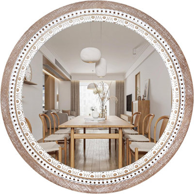 Wooden Round Mirror