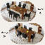 Ensemble de table et de chaises 7PCS, table de salle à manger rectangulaire en bois jumelée à 6 chaises rembourrées-1120228080-1120228095-1120228082