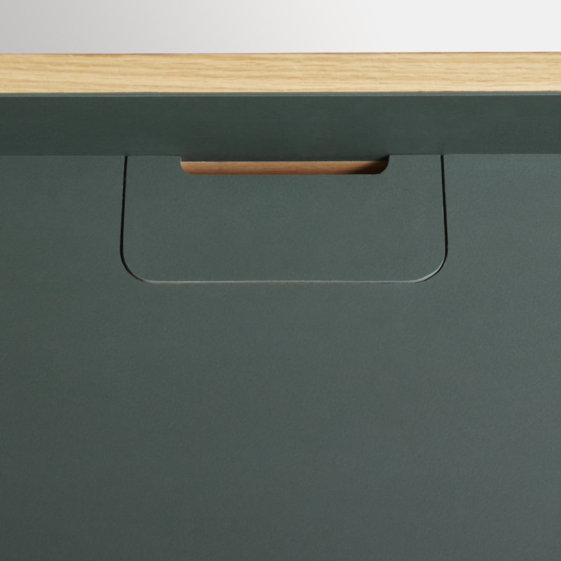 Tabloid Solid Wood Writing Desk, Navy Green/White Oak