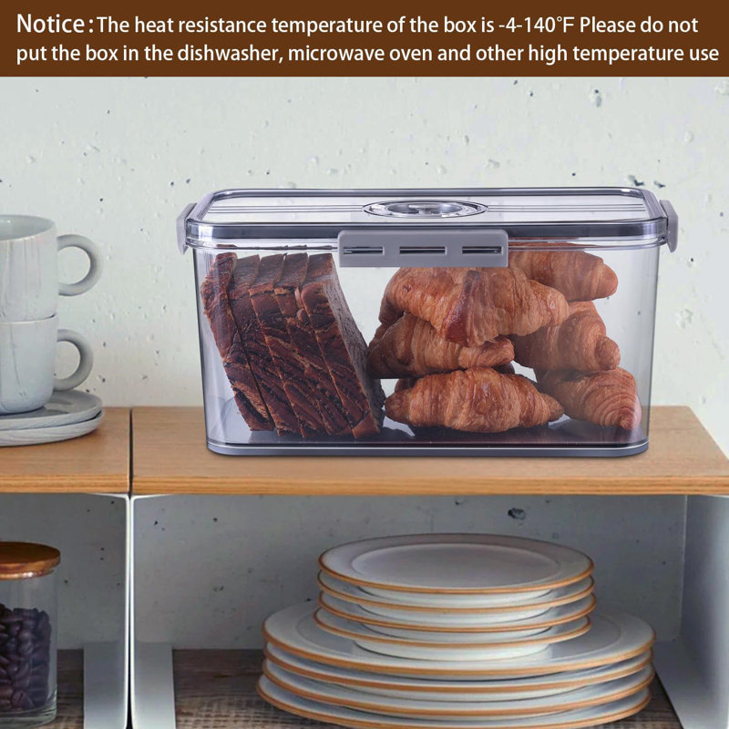 Large Gray Airtight Bread Storage Container with Time Recording Dial