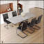Ensemble de table de salle à manger extensible pour 6 à 8 personnes, chaises rembourrées en forme de C, grande surface, pieds en métal, design moderne-1378803148-1378803136-1378803149