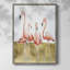 «Flamingo Flock II», reproduction encadrée - bois massif