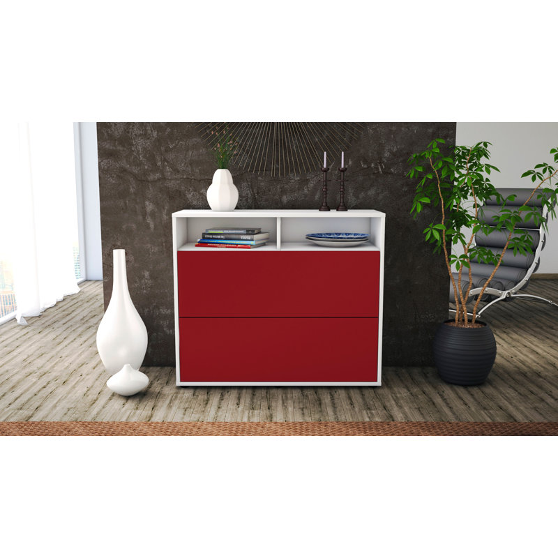 Quarry 92cm Sideboard, White/Red