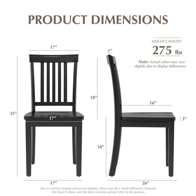 Chaise d'appoint à lattes en bois massif, Noir, noir, noir, noir
