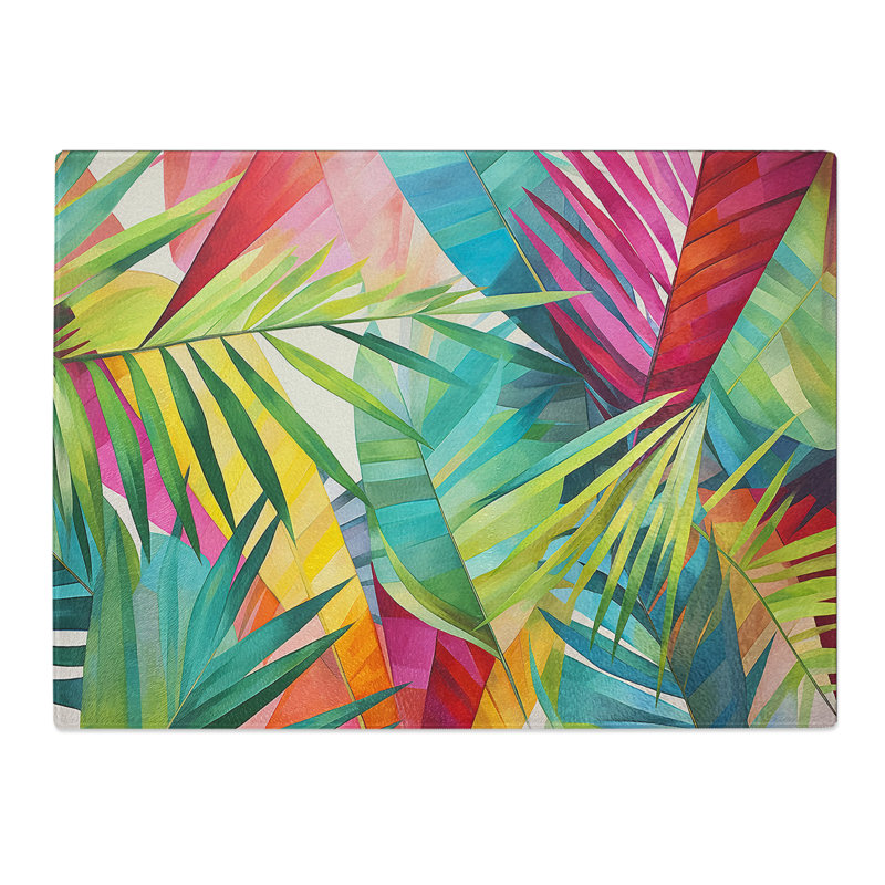 Tropical Leaf Geometric No.2  Glass Chopping Board