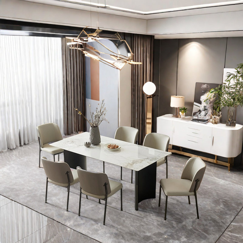 Table de salle à manger et chaise Simple Rock Plate, H 29,5 po x L 70,8 po x l 35,4 po