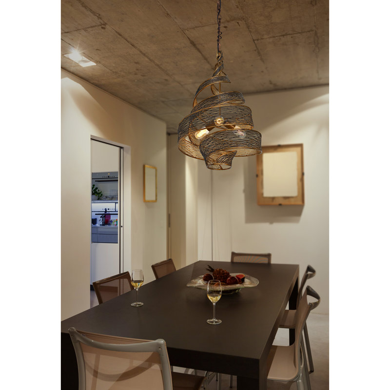 Luminaire suspendu torsadé 3 lumières Flow - Minerai martelé, Minerai martelé, H 27 po x l 18 po x P 18 po