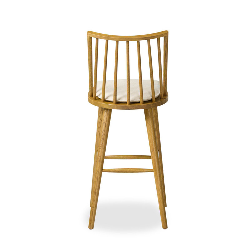 Lewis Windsor Stool With Cushion-Sandy Oak-Counter, Counter Stool (25.02” Seat Height), Sandy Oak