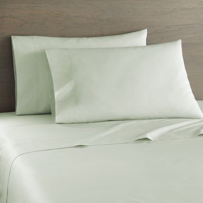 Ensemble de draps en percale de coton 250 fils, Vert kiwi, Ensemble de draps pour grand lit + drap-housse et 