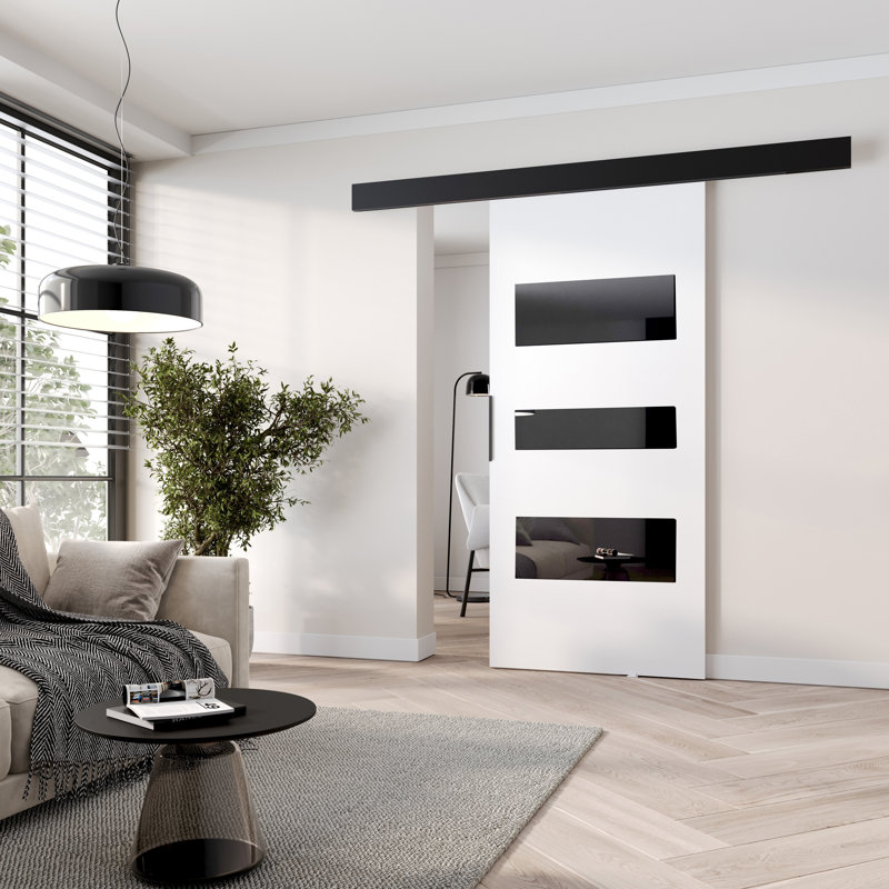 Sliding Door Prim C, Interior Door, 96cm x 205cm, White/Black