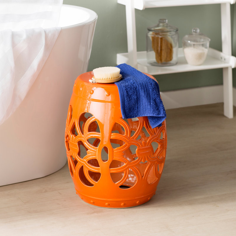 Tabouret de jardin en céramique Twedt, Orange
