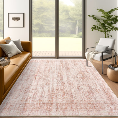 Tapis lavable rétro antidérapant (rose)