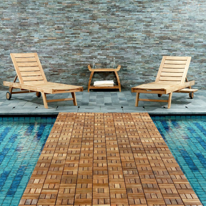 Carreau de terrasse en bois teck 11,8 po x 11,8 po