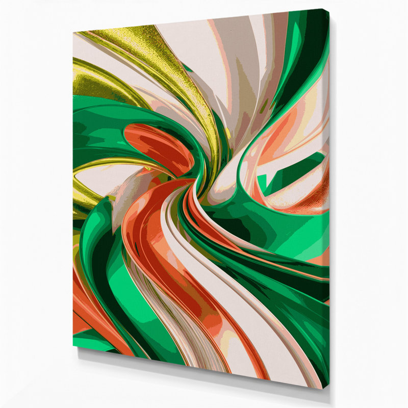 Art numérique sur toile beige Abstraction numérique 85, H 12 po x l 18 po