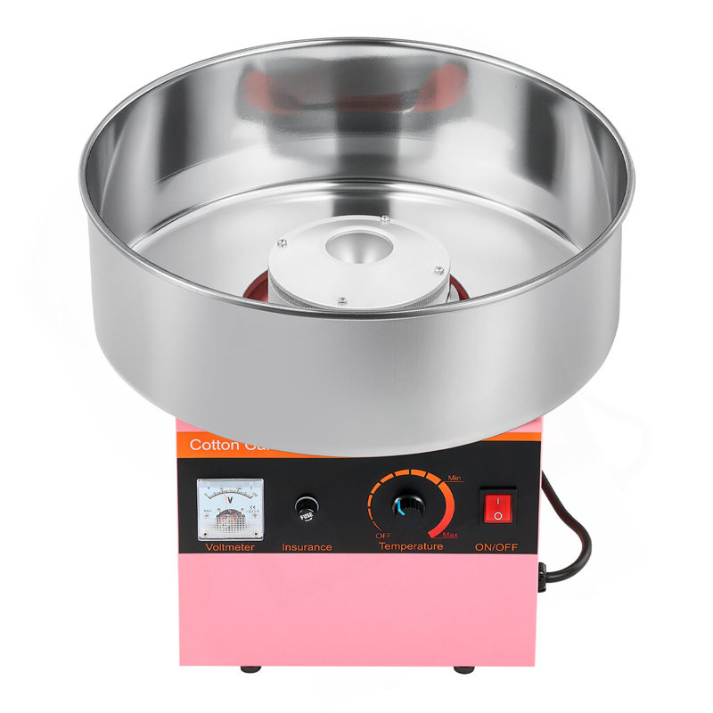 Machine à barbe à papa commerciale en acier inoxydable rose