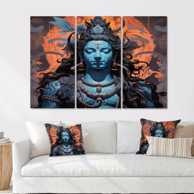 Portrait de Shiva bleu - ensemble de reproduction d'art de l'hindouisme