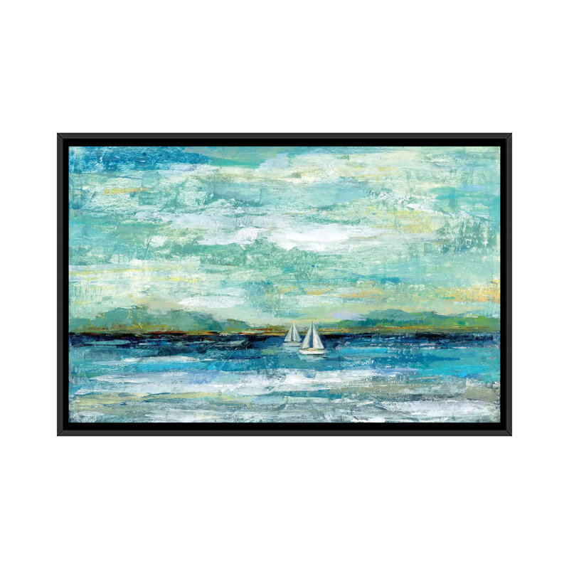 « calme lake », reproduction d’art sur toile, H 40 po x l 60 po x P 1,5 po, Toile avec cadre noir, Pas de tapis
