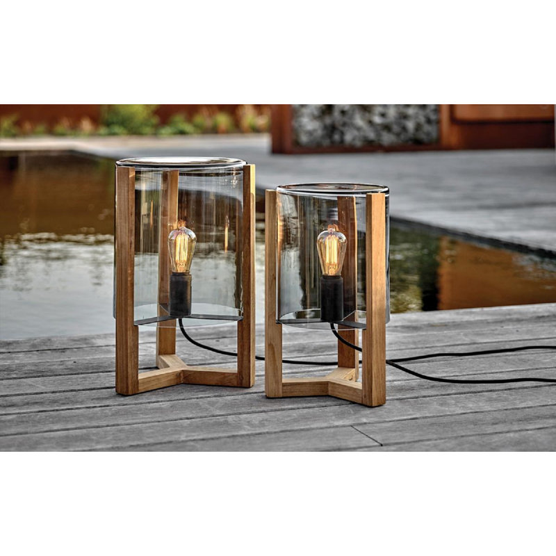 Tristar Outdoor Table Lamp, 19.69" H x 11.61" W x 11.61" D, Smoke