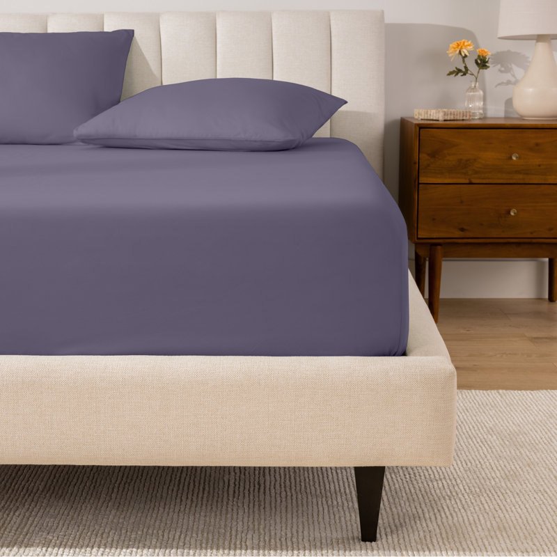 Drap-housse en percale de coton biologique à densité de tissage 300 fils, Drap-housse de taille très grand, Mauve ancien