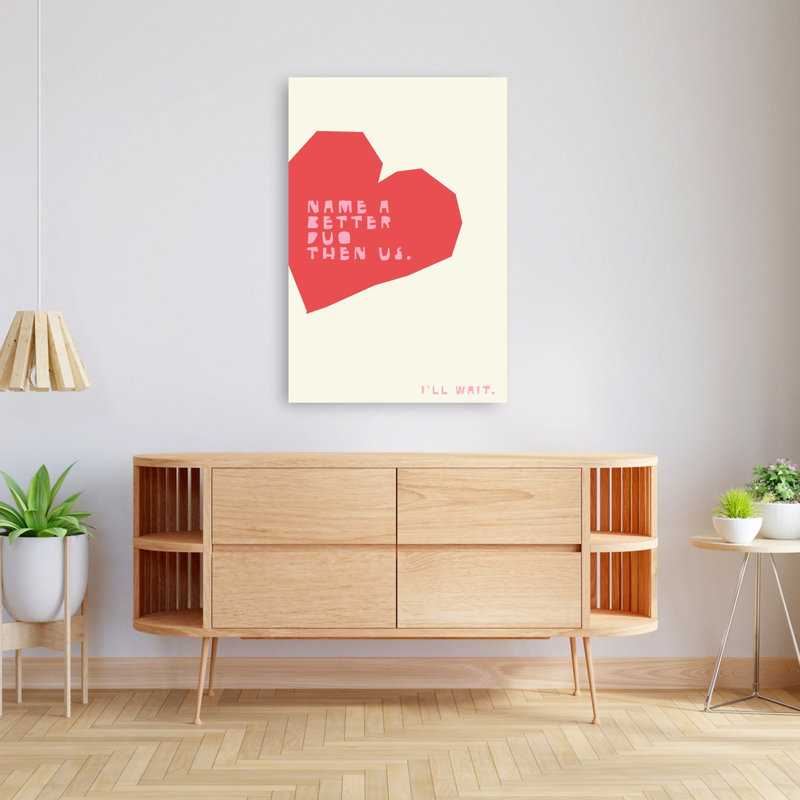 «Love Duo Heart», reproduction d'art audacieuse et abstraite, 48" H x 32" W
