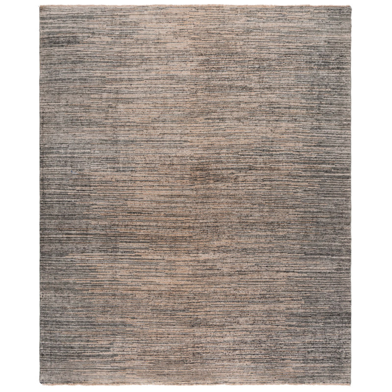 Tapis gris / or en laine / viscose noué à la main Diokles, Rectangle 9 pi x 12 pi