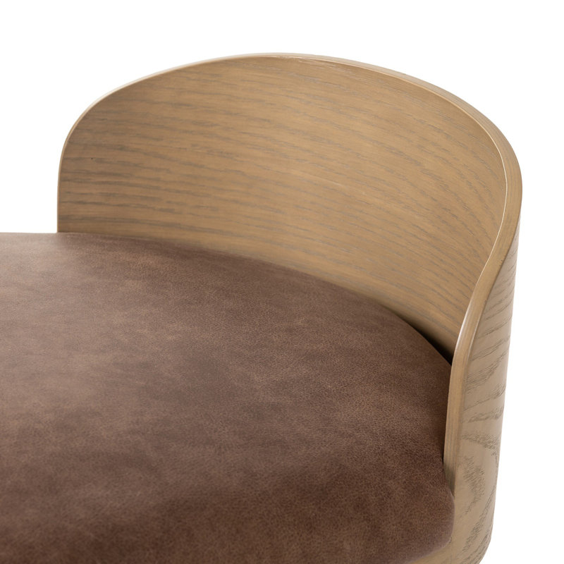Cloris Swivel Stool-Altair Sienna-Counter & Bar, Blonde Oak, Palermo Cigar Genuine Leather, Bar Stool (30.91" Seat Height)