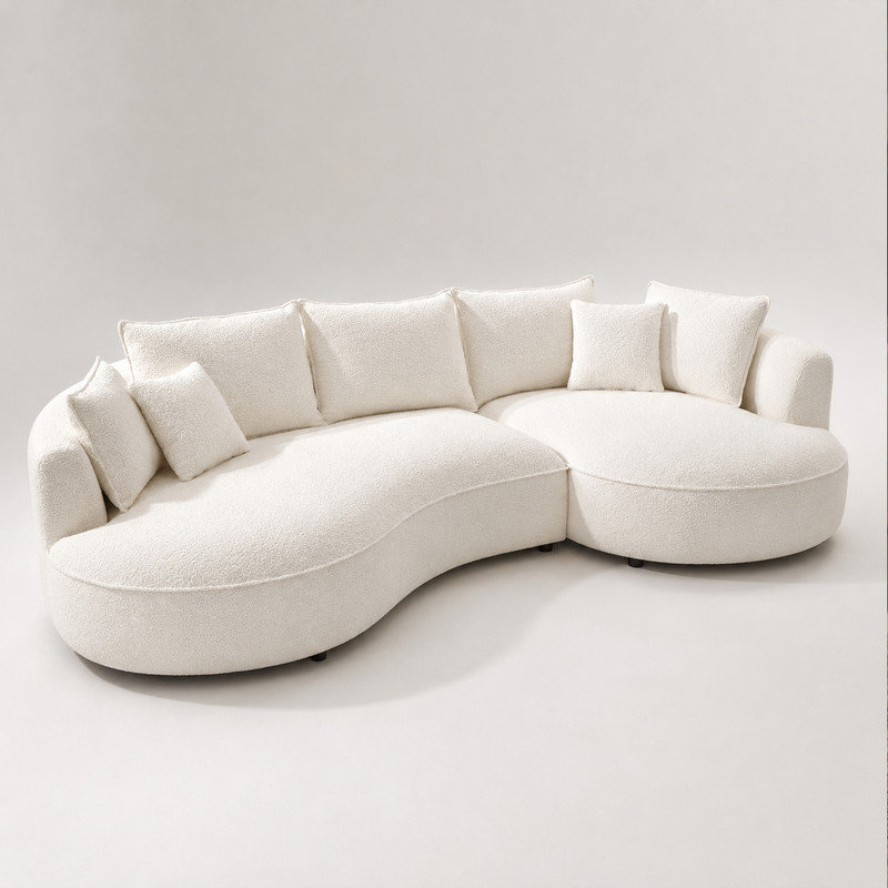 Canapé modulaire courbé beige de 125 po, Right Facing