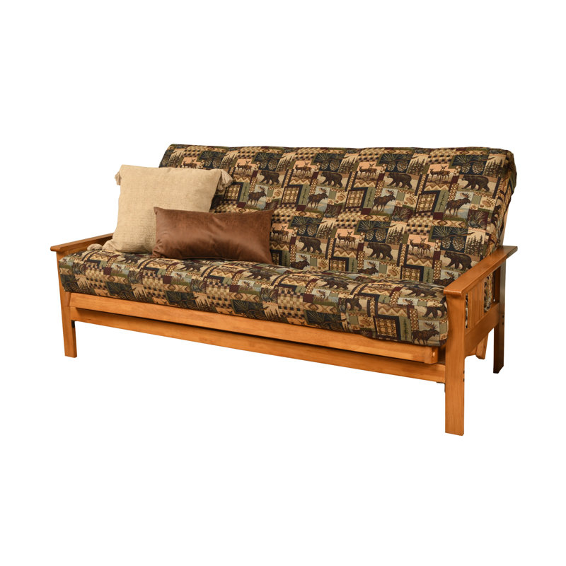 Johnte Full-Size Futon Frame and Full-Size Innerspring Mattress, Barbados, Marmont Thunder, Premium Pocket Coil