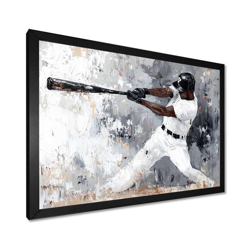 Abstrait baseball pâte Swing II - impression de baseball sport, H 12 po x l 20 po, Noir