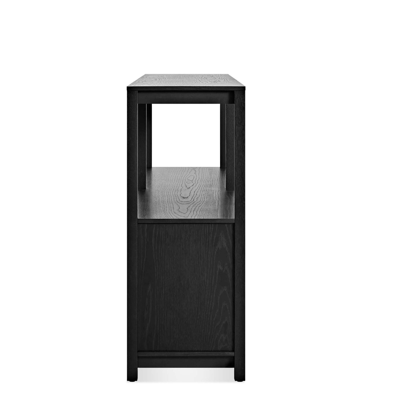Open Plan Oak Bookcase, Black on Oak, (2 Sheves) 33" H x 68" W x 13" D