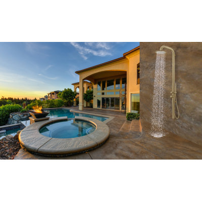 Temperature Controlled Stainless Steel Wall Mounted Outdoor Shower and Footwash Spout