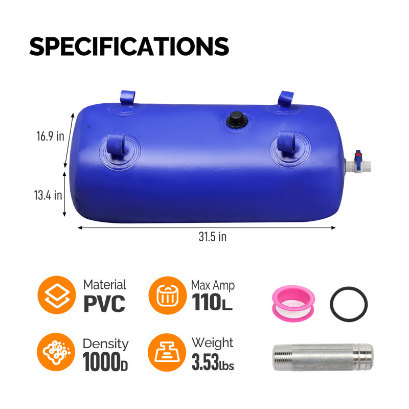Baril de pluie pliable en plastique résistant aux intempéries, H 13,4 po x l 31,5 po x P 16,9 po