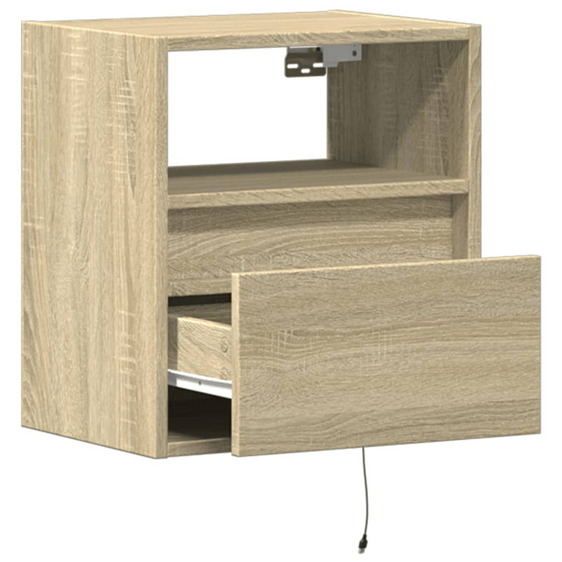 Costache 41cm W Bedside Table, Sonoma Oak, 2