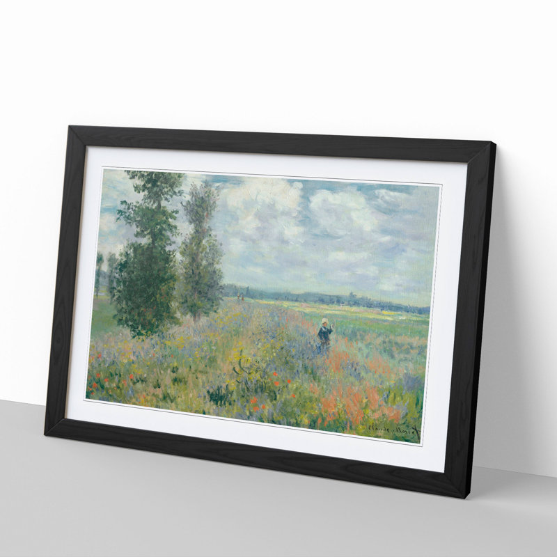 Poppy Fields Near Argenteuil by Claude Monet - Picture Frame Painting, Black Framed, 48cm H x 65cm W x 2cm D