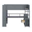 Lit mezzanine en bois avec bureau, tablettes multiples, DEL et station de charge-134642928