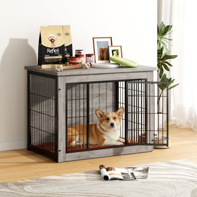 Mobilier de cage pour chien avec coussin épais et portes doubles pour petits et grands chiens