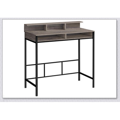 Bureau d'ordinateur moderne avec tablettes de rangement, parfait pour le bureau à domicile et pour optimiser l'espace