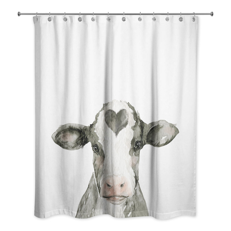 Rideau de douche vache avec cœur