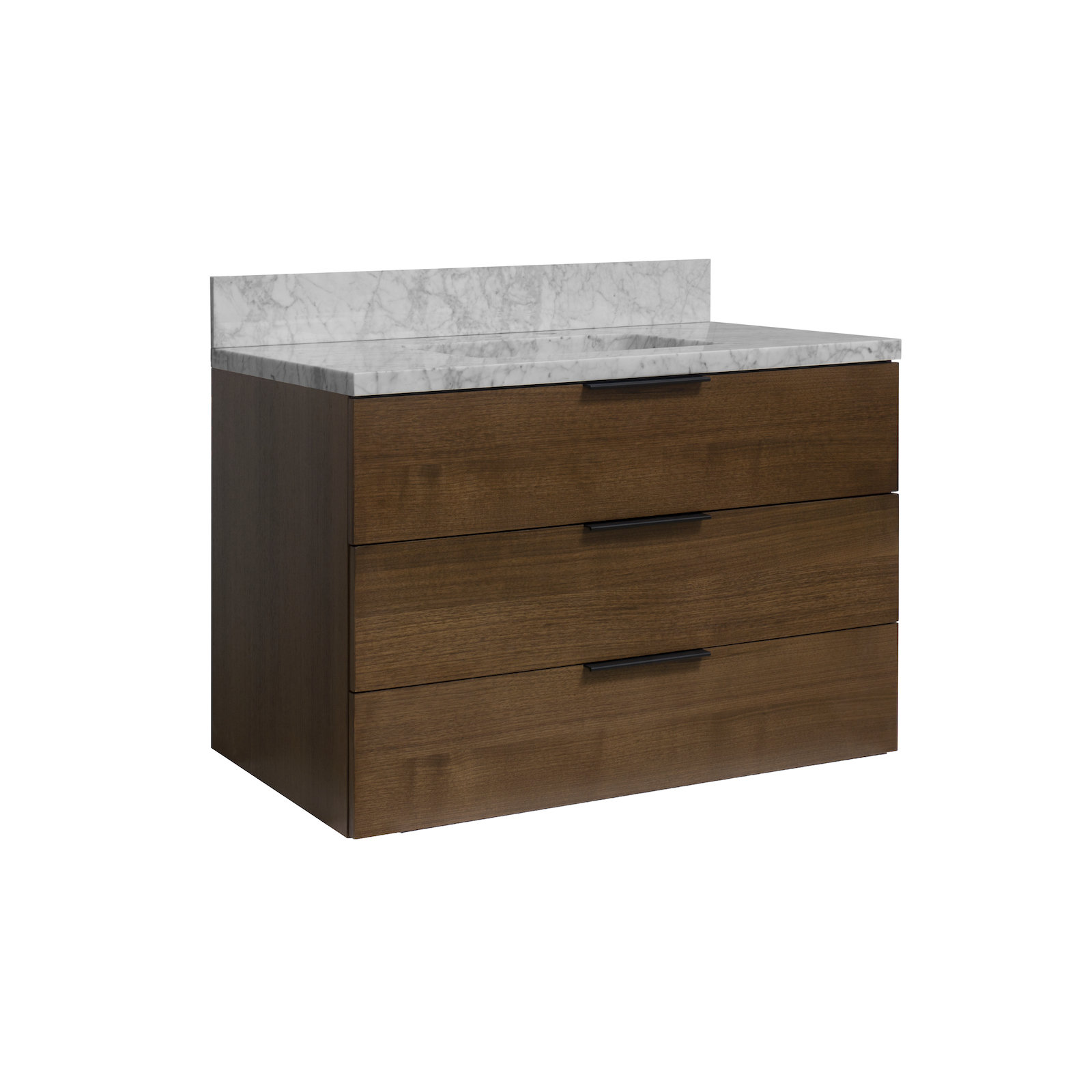 Mitchell 36'' Single Bathroom Vanity, Walnut, Carrara Marble