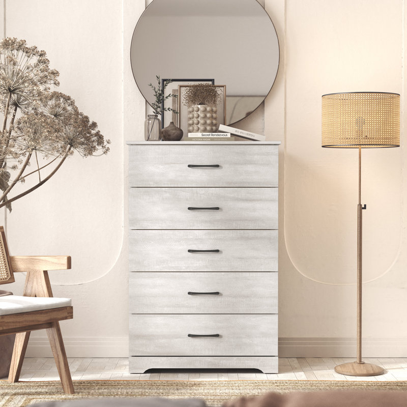 Arkia 5 Drawer 31.5" W Dresser, Dusty Gray Oak