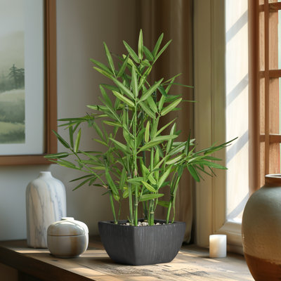 Millsaps 18'' Faux Bamboo Plant in Decorative Pot